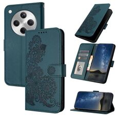 Per OPPO Find X8 Datura Flower Embossed Flip Custodia in Pelle per Telefono (Verde Scuro)