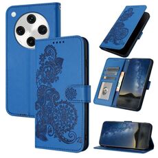 Per OPPO Find X8 Pro Datura Flower Custodia in pelle con stampa flip (blu)