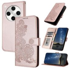 Per OPPO Find X8 Pro Custodia in pelle con motivo a fiori di Datura in rilievo (oro rosa)