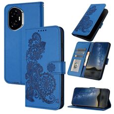 Custodia per telefono in pelle con motivo a fiori di Datura per Honor 300 (blu)