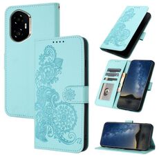 Custodia per telefono in pelle con motivo a fiori di Datura per Honor 300 (azzurro chiaro)