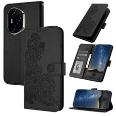 Per Honor 300 Pro / Honor 300 Ultra Datura Flower Custodia in pelle con stampa flip (nero)