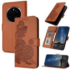 Custodia per telefono in pelle con motivo a fiore di Datura per Honor Magic7 Pro (marrone)