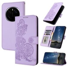 Custodia per telefono in pelle flip con motivo a fiori di Datura per Honor Magic7 Pro (viola)