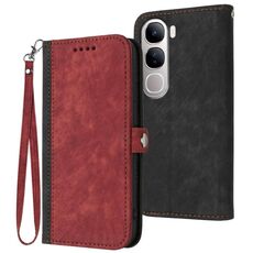 Per vivo Y300 / vivo V40 Lite 4G / 5G IDN Custodia in pelle con cinturino a doppia piega con fibbia laterale (rosso)