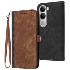 Per vivo Y300 / vivo V40 Lite 4G / 5G IDN Custodia in pelle con cinturino a doppia piega e fibbia laterale (marrone)