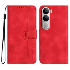 Per vivo Y300 / vivo V40 Lite 4G / 5G IDN Custodia in pelle con motivo a cuore (rosso)