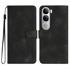 Per vivo Y300 / vivo V40 Lite 4G / 5G IDN Heart Pattern Custodia in pelle con motivo a cuore (nero)
