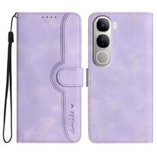 Per vivo Y300 / vivo V40 Lite 4G / 5G IDN Custodia in pelle con motivo a cuore (viola)