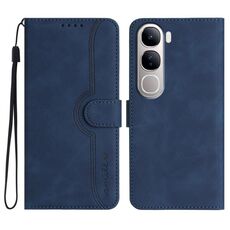 Per vivo Y300 / vivo V40 Lite 4G / 5G IDN Custodia in pelle con motivo a cuore (blu reale)