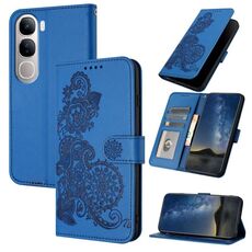 Per vivo Y300 / vivo V40 Lite 4G / 5G IDN Datura Flower Custodia in pelle con stampa flip (blu)