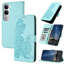 Per vivo Y300 / vivo V40 Lite 4G / 5G IDN Datura Flower Custodia in pelle con stampa flip (azzurro chiaro)