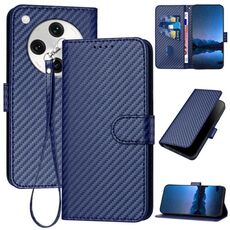 Per OPPO Find X8 Pro YX0070 Custodia in pelle con fibbia in fibra di carbonio e cordino (blu reale)