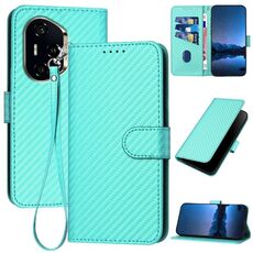 Per Honor 300 Pro / Honor 300 Ultra YX0070 Custodia in pelle con fibbia in fibra di carbonio e cordino (azzurro chiaro)