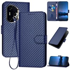 Per Honor 300 Pro / Honor 300 Ultra YX0070 Custodia in pelle con fibbia in fibra di carbonio e cordino (blu reale)