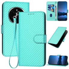 Custodia per telefono in pelle con fibbia in fibra di carbonio per Honor Magic7 YX0070 con cordino (azzurro chiaro)