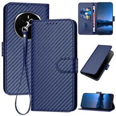 Custodia per telefono in pelle con fibbia in fibra di carbonio per Honor Magic7 YX0070 con cordino (blu reale)