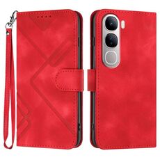 Per vivo Y300 / vivo V40 Lite 4G / 5G IDN Line Pattern Custodia in pelle con motivo a pelle (rosso)