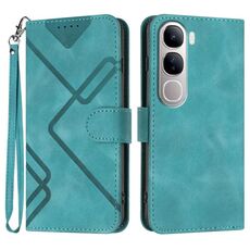 Per vivo Y300 / vivo V40 Lite 4G / 5G IDN Line Pattern Custodia in pelle con motivo Skin Feel (azzurro chiaro)