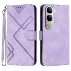 Per vivo Y300 / vivo V40 Lite 4G / 5G IDN Line Pattern Custodia in pelle con motivo Skin Feel (viola chiaro)