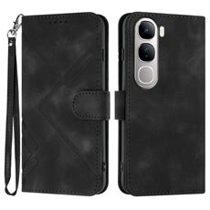 Per vivo Y300 / vivo V40 Lite 4G / 5G IDN Line Pattern Custodia in pelle con motivo a pelle (nero)