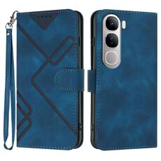 Per vivo Y300 / vivo V40 Lite 4G / 5G IDN Line Pattern Custodia in pelle con effetto pelle (blu reale)