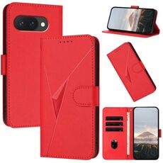 Per Google Pixel 9a Custodia per telefono in pelle con fibbia a motivo triangolare (rosso)
