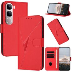 Per vivo Y300 / V40 Lite 4G / 5G IDN Custodia in pelle con fibbia a motivo triangolare (rosso)