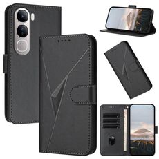 Per vivo Y300 / V40 Lite 4G / 5G IDN Custodia in pelle con fibbia a motivo triangolare (nero)