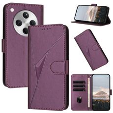 Per OPPO Find X8 Custodia in pelle con fibbia a motivo triangolare (viola scuro)