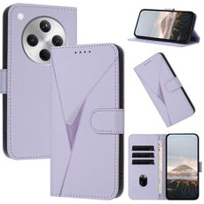Per OPPO Find X8 Custodia per telefono in pelle con fibbia a motivo triangolare (viola chiaro)