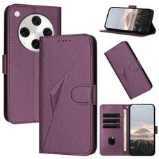 Per OPPO Find X8 Pro Custodia in pelle con fibbia a motivo triangolare (viola scuro)