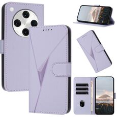 Per OPPO Find X8 Pro Custodia in pelle con fibbia a motivo triangolare (viola chiaro)