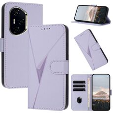 Per Honor 300 Pro / Honor 300 Ultra Custodia in pelle con fibbia a motivo triangolare (viola chiaro)