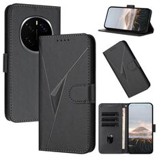 Custodia per telefono in pelle con fibbia a forma di triangolo per Honor Magic7 Pro (nero)