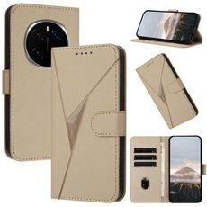Custodia per telefono in pelle con fibbia a motivo triangolare per Honor Magic7 Pro (oro)
