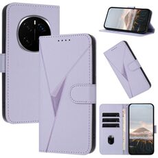 Custodia per telefono in pelle con fibbia a motivo triangolare per Honor Magic7 Pro (viola chiaro)