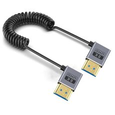 Cavo HDMI 2.1 coassiale a spirale da 0,7 m 8K 48 Gbps, porta: gomito destro-destro