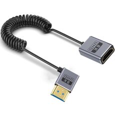 Cavo HDMI 2.1 coassiale a spirale da 0,7 m 8K 48 Gbps, porta: gomito destro da maschio a femmina