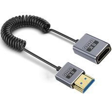 Cavo HDMI 2.1 coassiale a spirale da 0,7 m 8K 48 Gbps, porta: maschio a femmina dritta