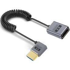 Cavo HDMI 2.1 coassiale a spirale da 0,7 m 8K 48 Gbps, porta: gomito sinistro da maschio a femmina