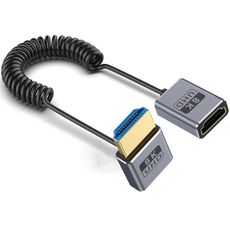 Cavo HDMI 2.1 coassiale a spirale da 0,7 m 8K 48 Gbps, porta: gomito in alto da maschio a femmina