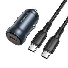 BOROFONE BZ32 Fresh PD30W Caricabatterie per auto di tipo C con cavo di tipo C da 1 m (grigio metallizzato)