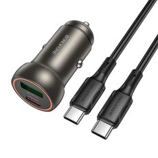 BOROFONE BZ32A Fresh PD30W Caricabatterie per auto USB Type-C e QC3.0 con cavo Type-C da 1 m (oro)