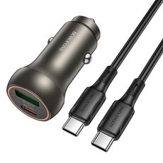BOROFONE BZ32B Fresh 48W Dual Ports PD30W Set caricabatterie per auto USB Type-C e QC3.0 con cavo Type-C da 1 m (oro)