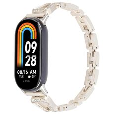 Per Xiaomi Smart Band 9/8 Braccialetto in metallo con diamanti a forma di U (Starlight)