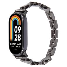Per Xiaomi Smart Band 9/8 Braccialetto con diamanti a quattro petali in metallo (nero)