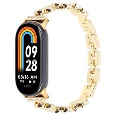 Per Xiaomi Smart Band 9/8 Braccialetto con diamanti a quattro petali in metallo (oro)