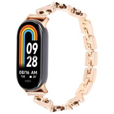 Per Xiaomi Smart Band 9/8 Braccialetto con diamanti a quattro petali in metallo (oro rosa)
