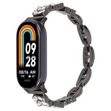Per Xiaomi Smart Band 9/8 Braccialetto con diamanti a spiga di grano in metallo (nero)